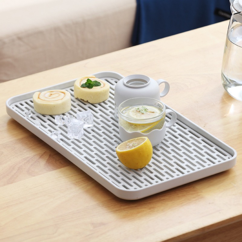 thumbnail image 1 of Escurridor de platos de 2 niveles con escurridor, bandeja de té para tazas, fruteros, utensilios de café, 1 of 5