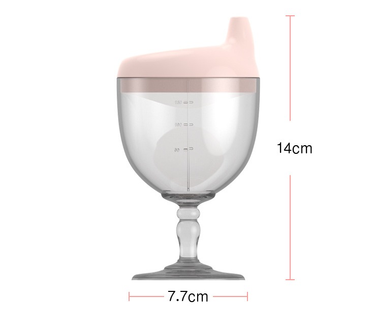 thumbnail image 2 of Vaso de plástico, copa de vino para bebé, vaso para bebidas, botella de leche con tapa para niños (azul), 2 of 3