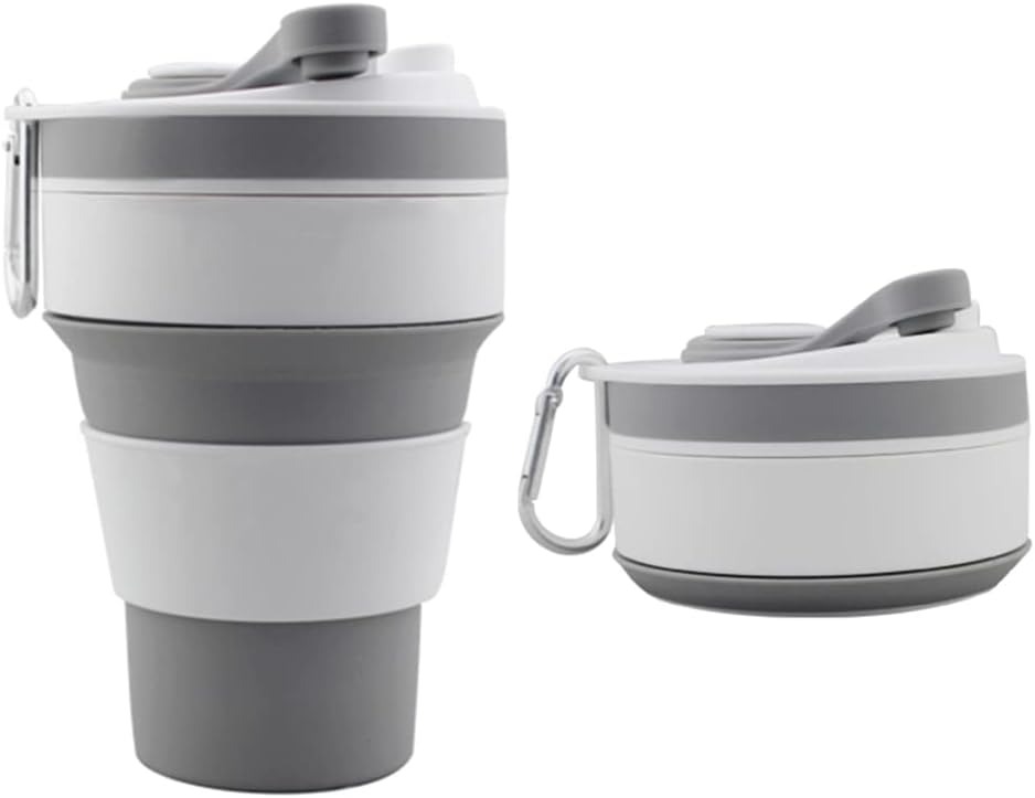 thumbnail image 1 of Taza De Café Plegable, Taza De Café Reutilizable Tazas De Silicona De Grado Alimenticio Portátiles De 350 ML Tazas De Viaje Sin BPA - Gris, 1 of 4