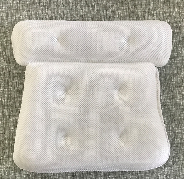 thumbnail image 3 of Cojín de Baño en Blanco - Almohada de Baño en Textil Impermeable Repelente al Agua y Antideslizante con Ventosas - Reposacabezas para Spa y S, 3 of 5