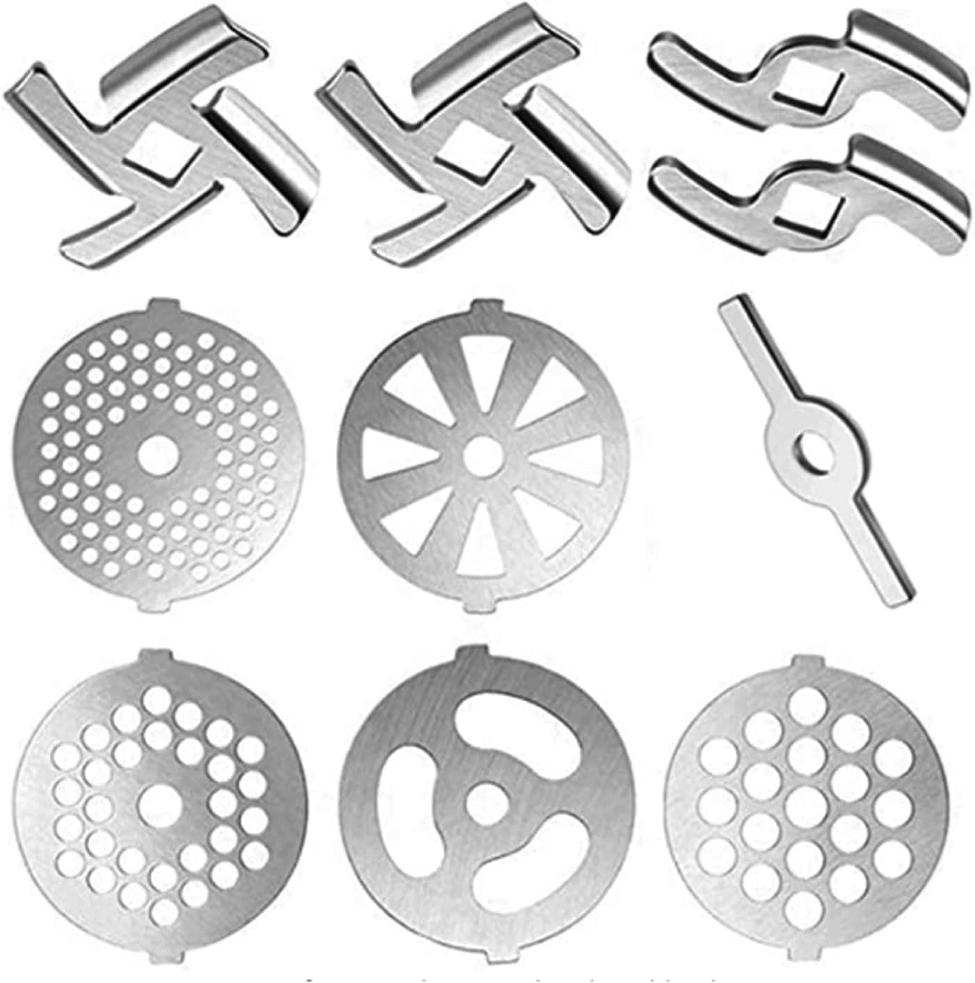 thumbnail image 1 of Pieza de repuesto de cuchilla para picadora de carne, 10 piezas, placa para picadora de carne de acero inoxidable, cuchillo de disco para picadoras para picar carne, 1 of 4