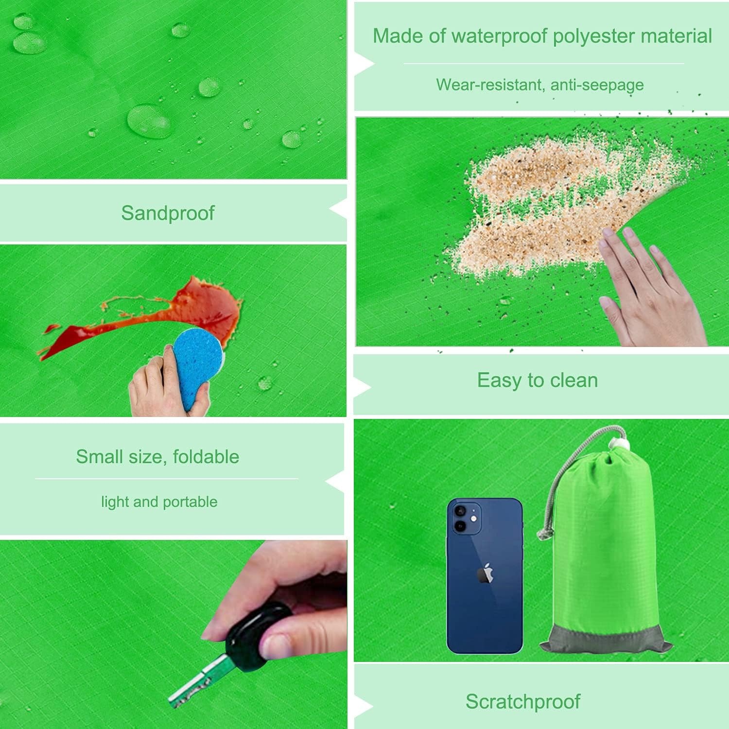 thumbnail image 3 of Estera de Playa Plegable YONGSHENG 210*200 cm Ligera Impermeable Verde, 3 of 3