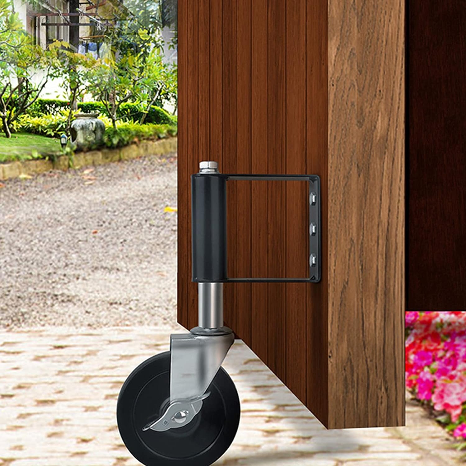thumbnail image 3 of Juego de 2 ruedas para puerta, negras, con freno., 3 of 5