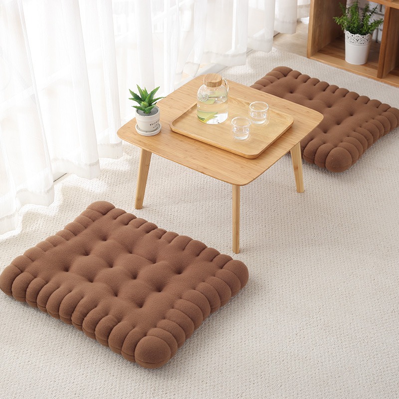 thumbnail image 2 of Café claro Precioso cojín rectangular con forma de galleta para asiento, suelo, bar, sala de juegos, 2 of 5