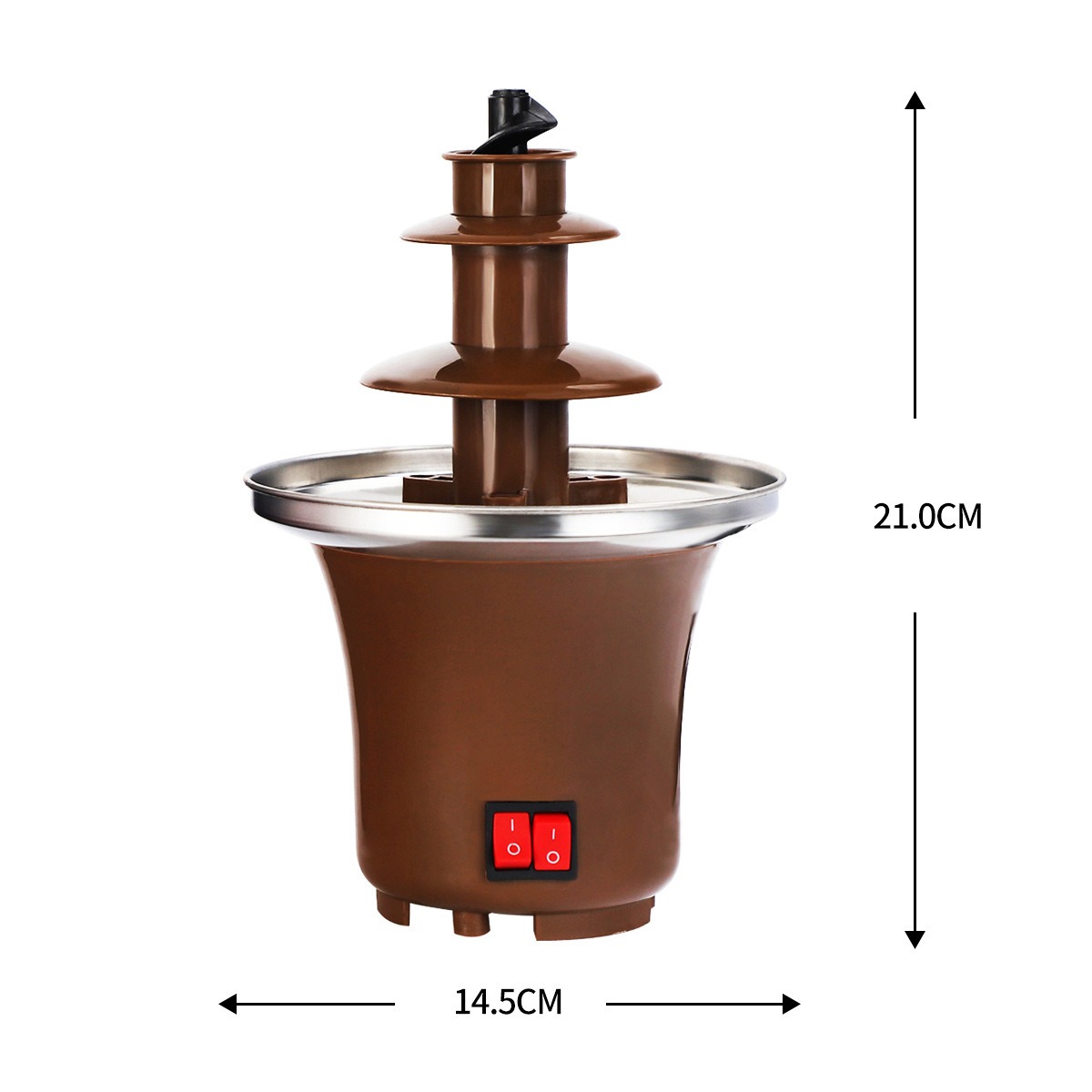thumbnail image 3 of Fuente de fondue de chocolate de tres niveles, 35 vatios, 21 cm de altura con torre, aspecto retro, 3 of 4