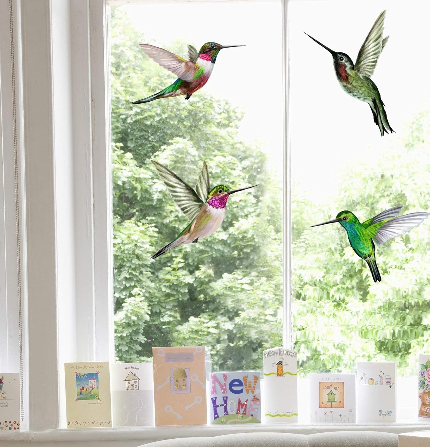 thumbnail image 1 of 4 magníficas pegatinas electrostáticas decorativas con patrón de colibrí: ayudan a evitar que los pájaros choquen contra sus ventanas, 1 of 3