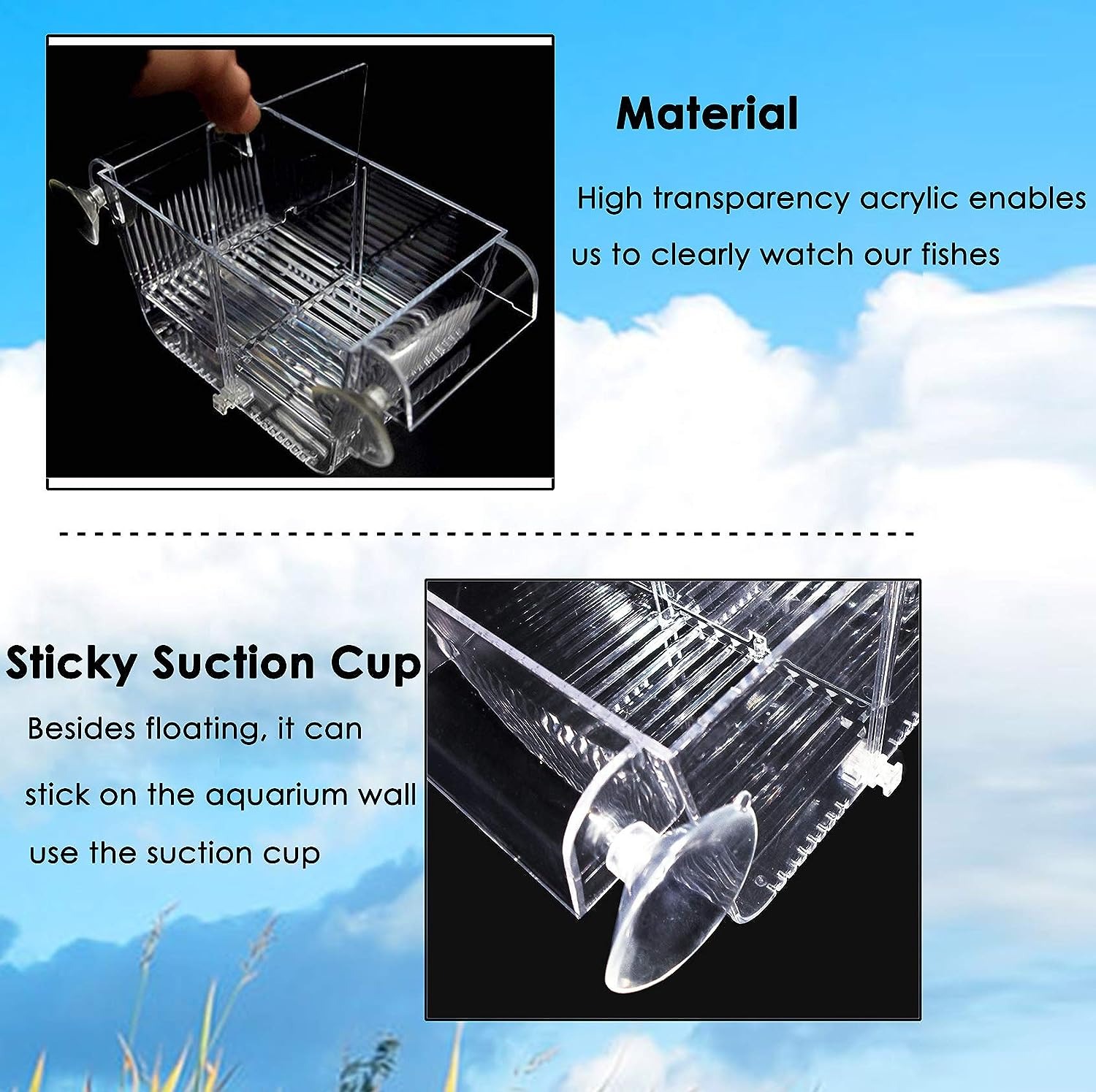 thumbnail image 5 of Caja de cría de peces acrílica YONGSHENG con ventosas para acuario criadero de peces tamaño pequeño (M), 5 of 5
