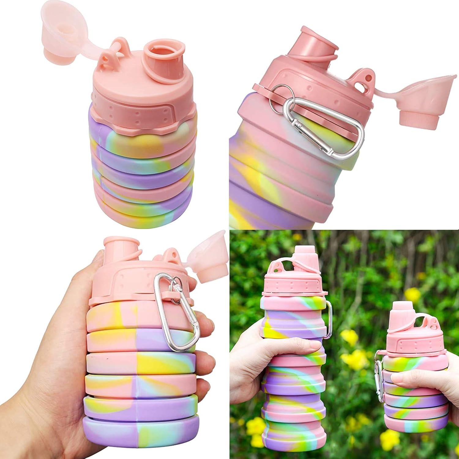 thumbnail image 4 of Botella de agua plegable YONGSHENG 500 ml reutilizable de silicona BPA para acampar y caminar, 4 of 5