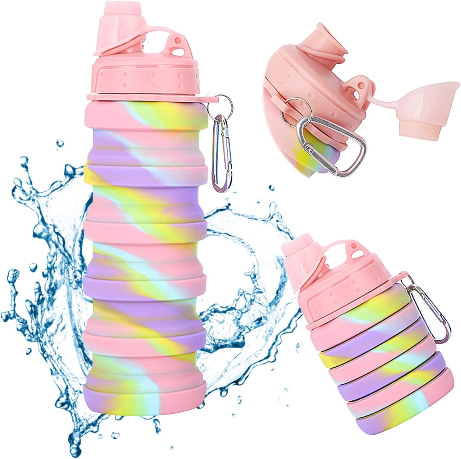 thumbnail image 1 of Botella de agua plegable YONGSHENG 500 ml reutilizable de silicona BPA para acampar y caminar, 1 of 5