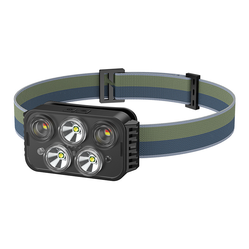 thumbnail image 1 of Faro con sensor LED USB para exteriores, luz para pesca nocturna, ciclismo y carrera, luz potente, cinco faros, 1 of 3