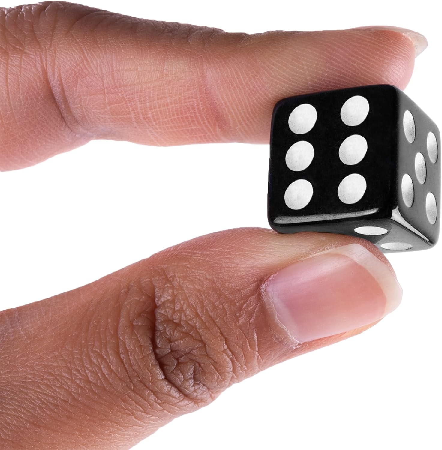 thumbnail image 3 of Juego de dados de urea de 6 caras, tamaño estándar de 16 mm, 100 unidades, negro, perfecto para eventos grupales, negro con bloque de dados blanco, 3 of 5