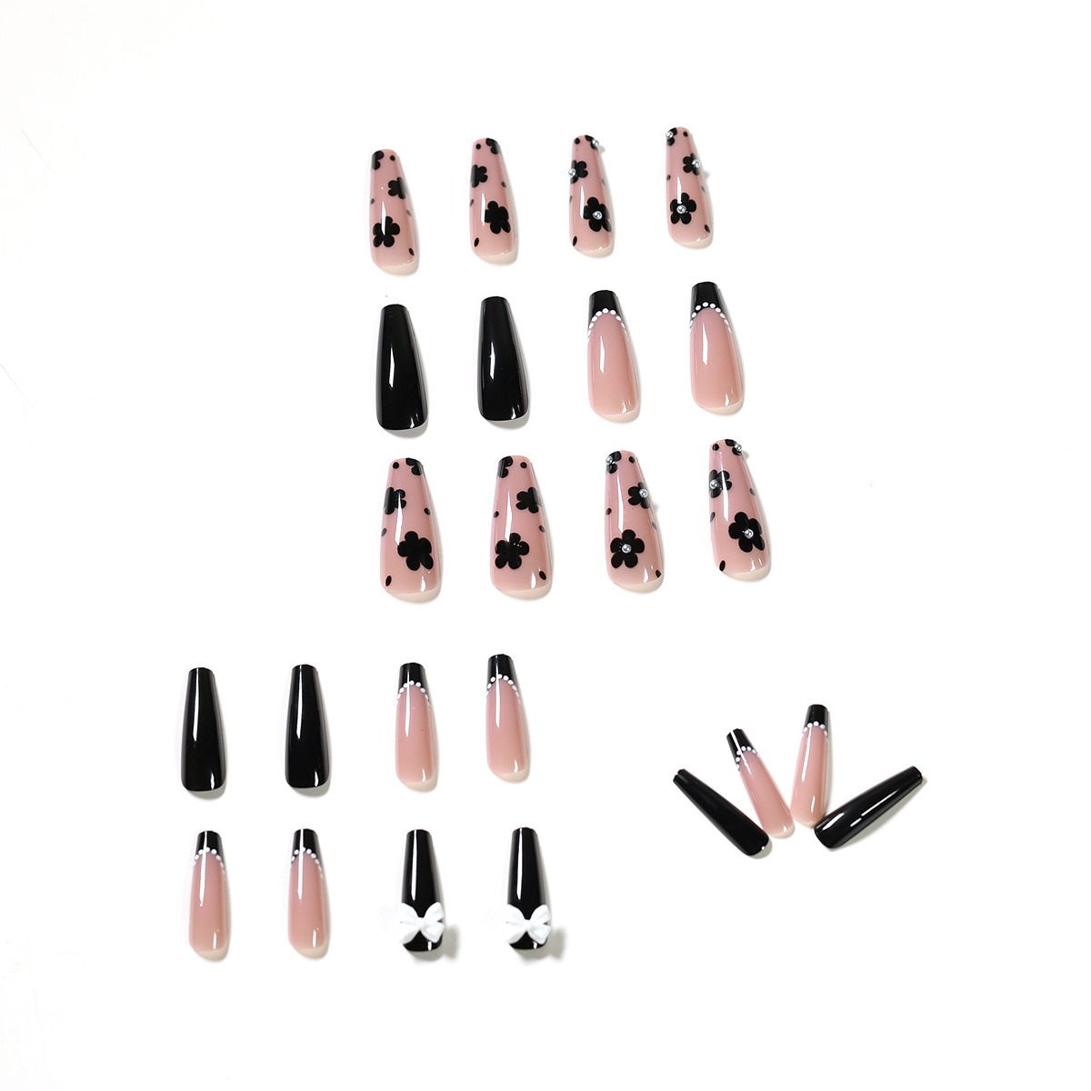 thumbnail image 3 of Uñas postizas cuadradas, uñas postizas cortas, acrílico francés, cobertura completa, uñas postizas para niñas, uñas largas bonitas a presión para Navidad, 3 of 5