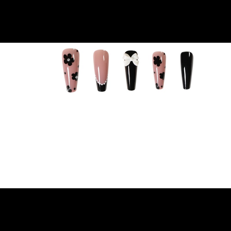 thumbnail image 4 of Uñas postizas cuadradas, uñas postizas cortas, acrílico francés, cobertura completa, uñas postizas para niñas, uñas largas bonitas a presión para Navidad, 4 of 5