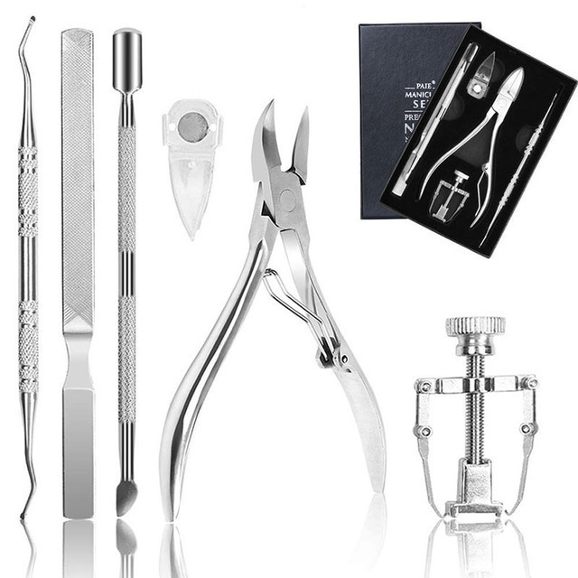 thumbnail image 1 of Juego de lima y levantador de uñas de los pies, 6 piezas, juego profesional de cuidado de uñas, kit de cuchillos de pedicura con cortaúñas de grado médico para uñas gruesas y encarnadas (6 ~, 1 of 5
