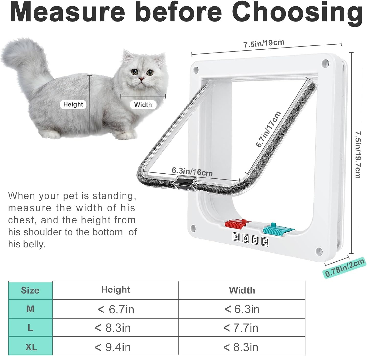 thumbnail image 4 of Puerta delgada para gatos para ventanas y puerta corredera, puerta de seguridad para mascotas con cerradura de 4 vías, solapa para gatos resistente a la intemperie para puertas y paredes del, 4 of 5