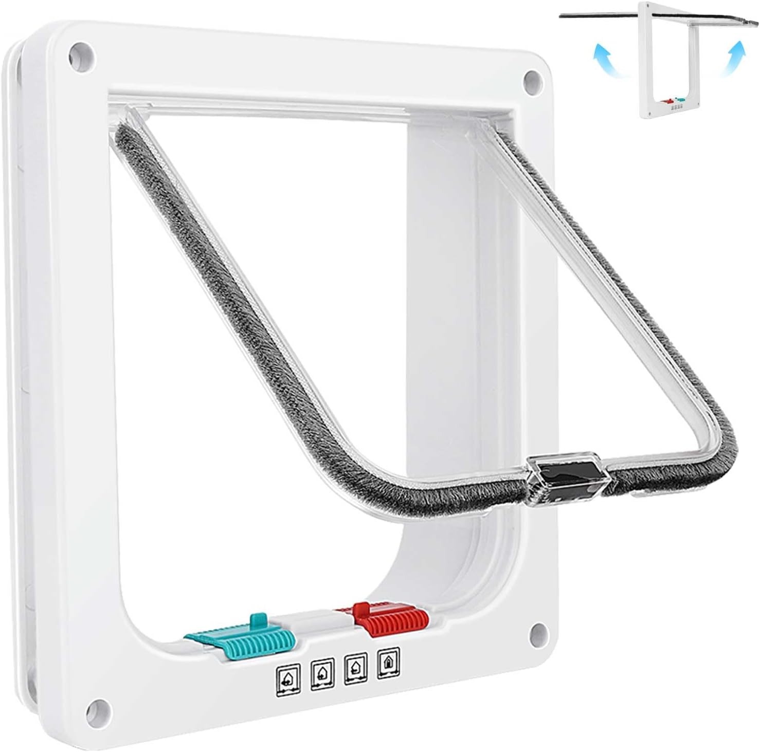 thumbnail image 1 of Puerta delgada para gatos para ventanas y puerta corredera, puerta de seguridad para mascotas con cerradura de 4 vías, solapa para gatos resistente a la intemperie para puertas y paredes del, 1 of 5