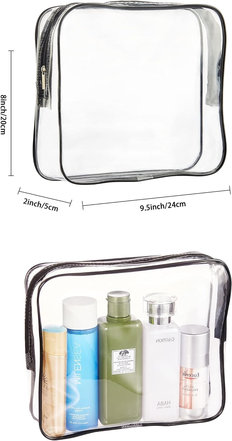 thumbnail image 4 of 3 Piezas Bolsas de Cosméticos de Maquillaje Transparentes para Viajes, Juego de Bolsas de Aseo Transparentes con Cremallera, Bolsa de Almacenamiento de Cubos de Embalaje de PVC Transparente, 4 of 5