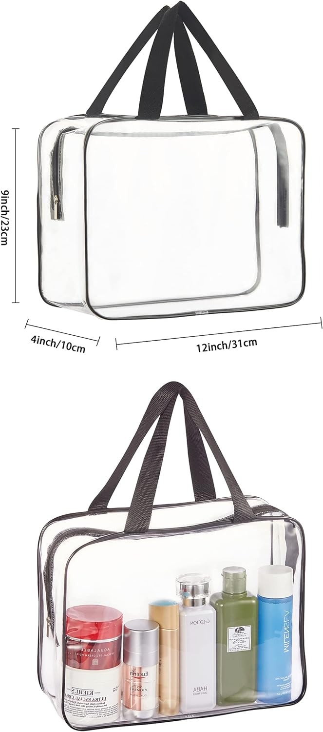 thumbnail image 3 of 3 Piezas Bolsas de Cosméticos de Maquillaje Transparentes para Viajes, Juego de Bolsas de Aseo Transparentes con Cremallera, Bolsa de Almacenamiento de Cubos de Embalaje de PVC Transparente, 3 of 5