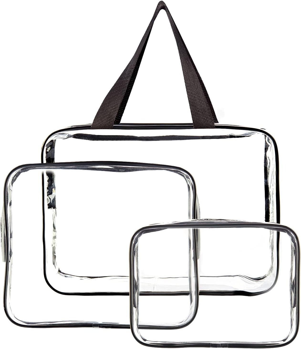 3 Piezas Bolsas de Cosméticos de Maquillaje Transparentes para Viajes, Juego de Bolsas de Aseo Transparentes con Cremallera, Bolsa de Almacenamiento de Cubos de Embalaje de PVC Transparente