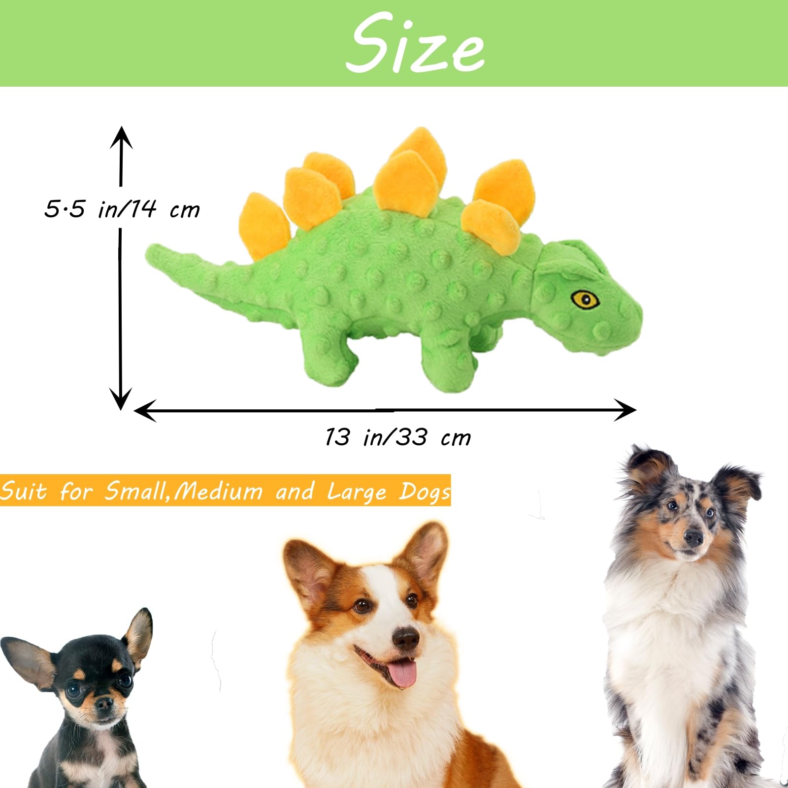 thumbnail image 4 of Juguetes chirriantes para perros para cachorros, juguete de peluche duradero sin relleno con papel arrugado, juguetes interactivos para perros con bola elástica, 3 piezas, 4 of 5