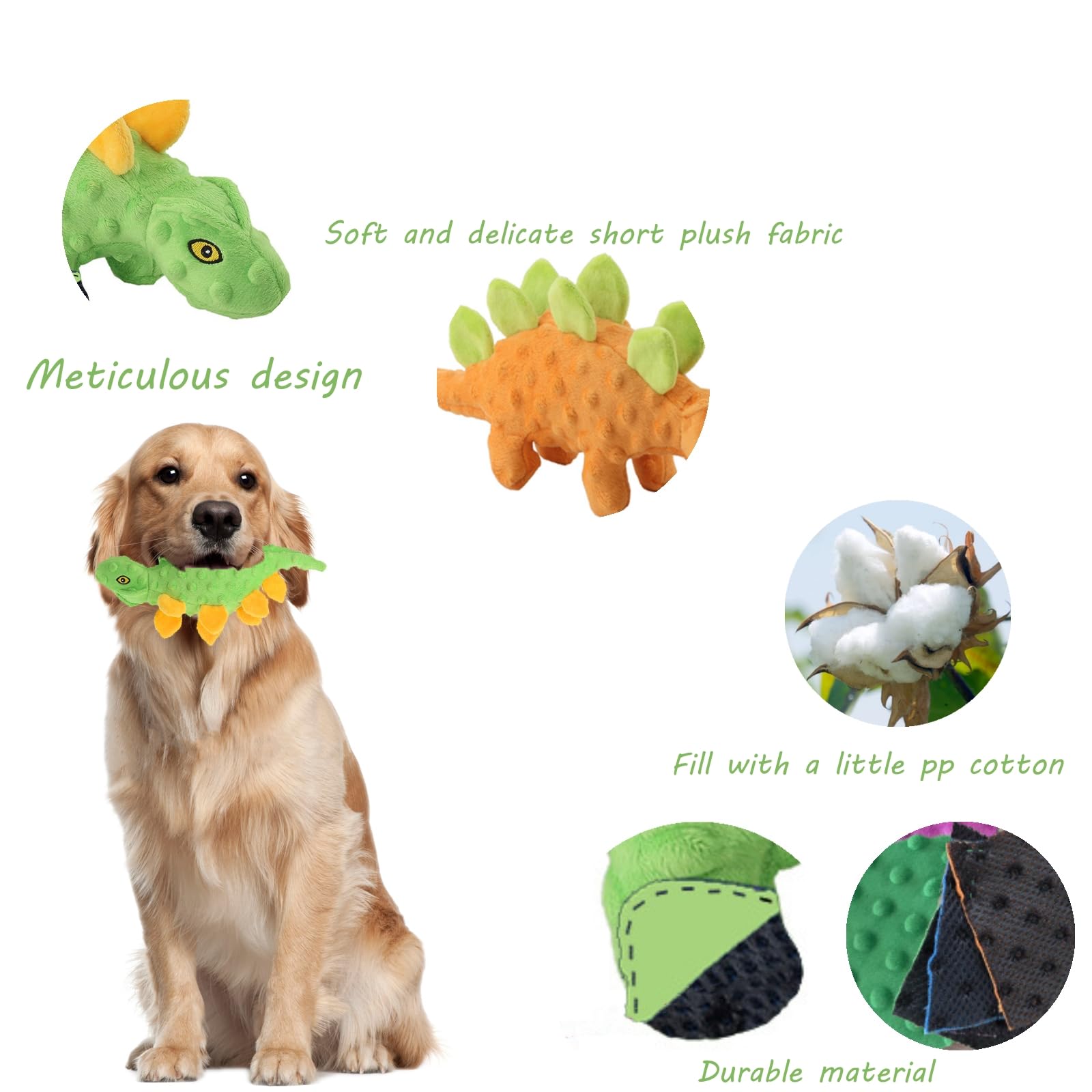 thumbnail image 2 of Juguetes chirriantes para perros para cachorros, juguete de peluche duradero sin relleno con papel arrugado, juguetes interactivos para perros con bola elástica, 3 piezas, 2 of 5