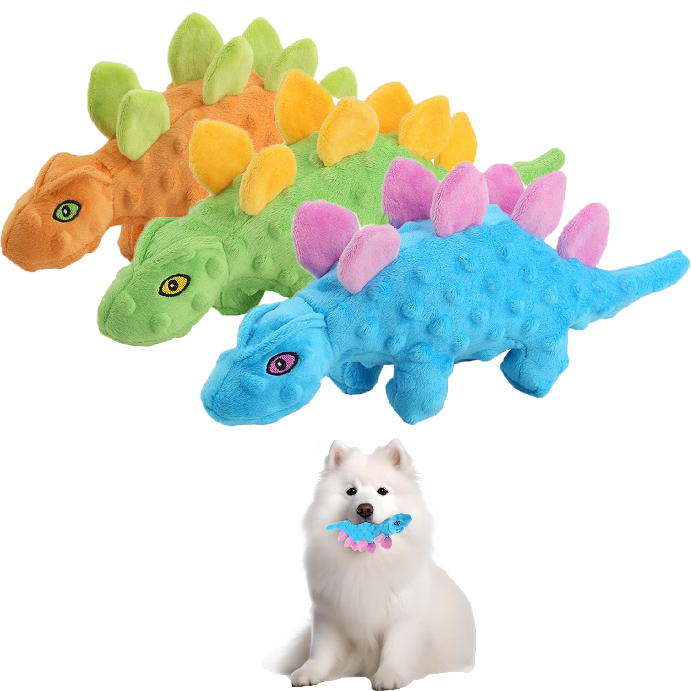 Juguetes chirriantes para perros para cachorros, juguete de peluche duradero sin relleno con papel arrugado, juguetes interactivos para perros con bola elástica, 3 piezas