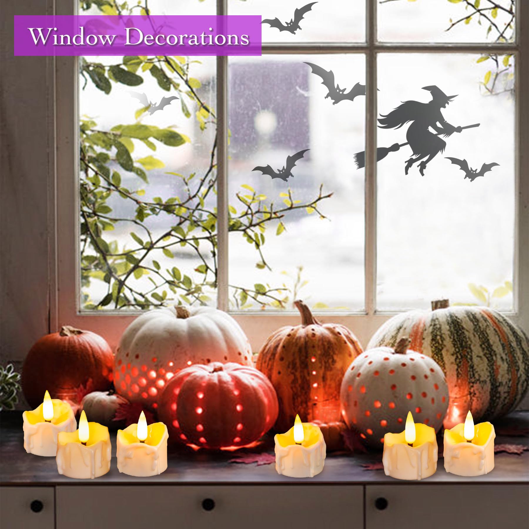 thumbnail image 3 of Paquete de 12 velas falsas con temporizador, funciona con pilas, sin llama, parpadeantes, LED, temporizador, velas falsas a granel para Navidad y Halloween, 3 of 5