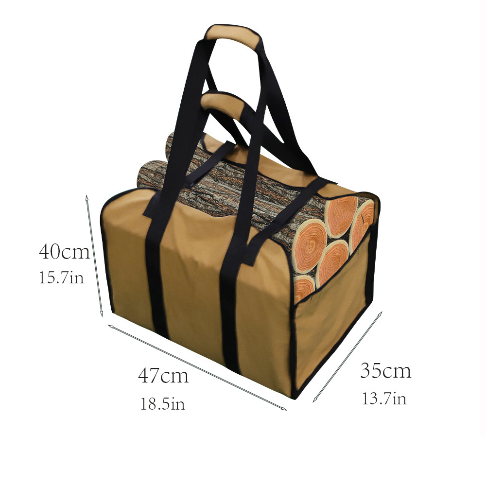 thumbnail image 2 of Bolsa para leña, bolsa para leña, chimenea, bolsa grande de transporte de madera con asa, cinturón de seguridad para acampar al aire libre, uso en interiores, 2 of 5
