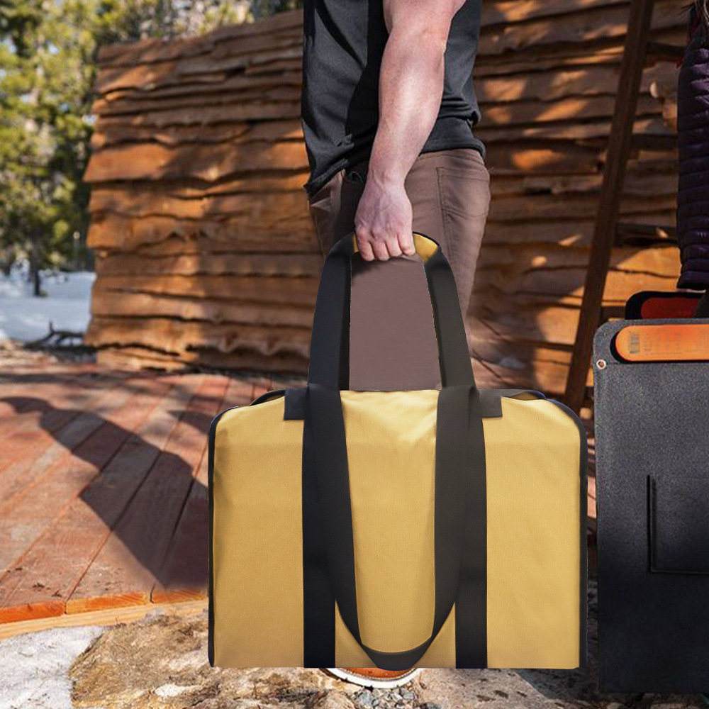 thumbnail image 4 of Bolsa para leña, bolsa para leña, chimenea, bolsa grande de transporte de madera con asa, cinturón de seguridad para acampar al aire libre, uso en interiores, 4 of 5