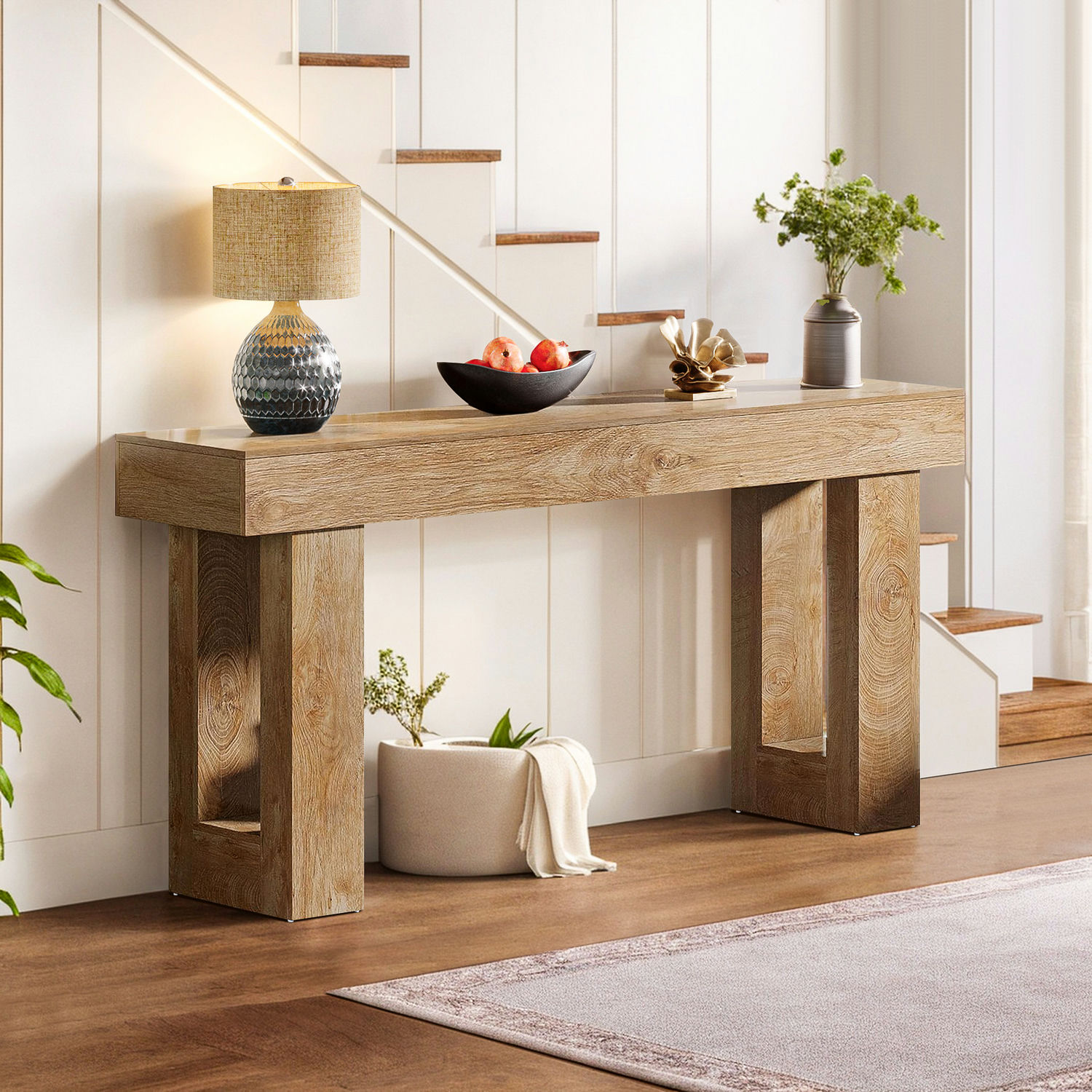 Topcobe 63-Inch Console Table, Farmhouse Wooden Sofa Table Entryway Table, Modern Furniture for Indoor