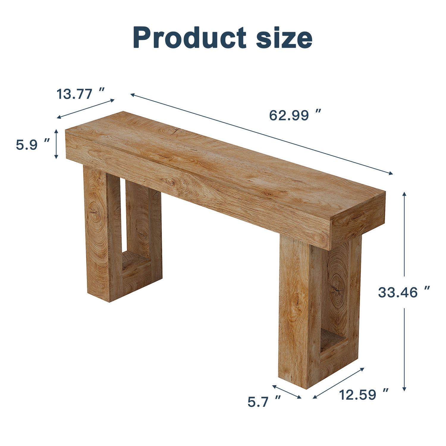 Topcobe 63-Inch Console Table, Farmhouse Wooden Sofa Table Entryway Table, Modern Furniture for Indoor